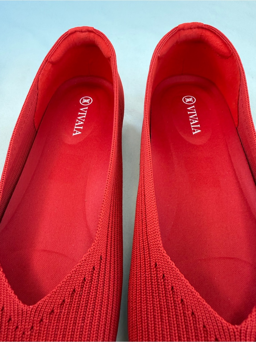 Vivaia Margot Red Square Toe Knit Comfort Flats Size 8 NWOB - Picture 4 of 7